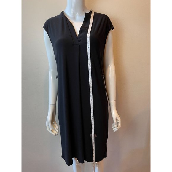 Jones New York Womens Shift Mini Dress Split V Neck Cap Sleeve Black Size 4 - Picture 6 of 9